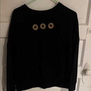 Hot Topic Black Sweater with Sunflower Design